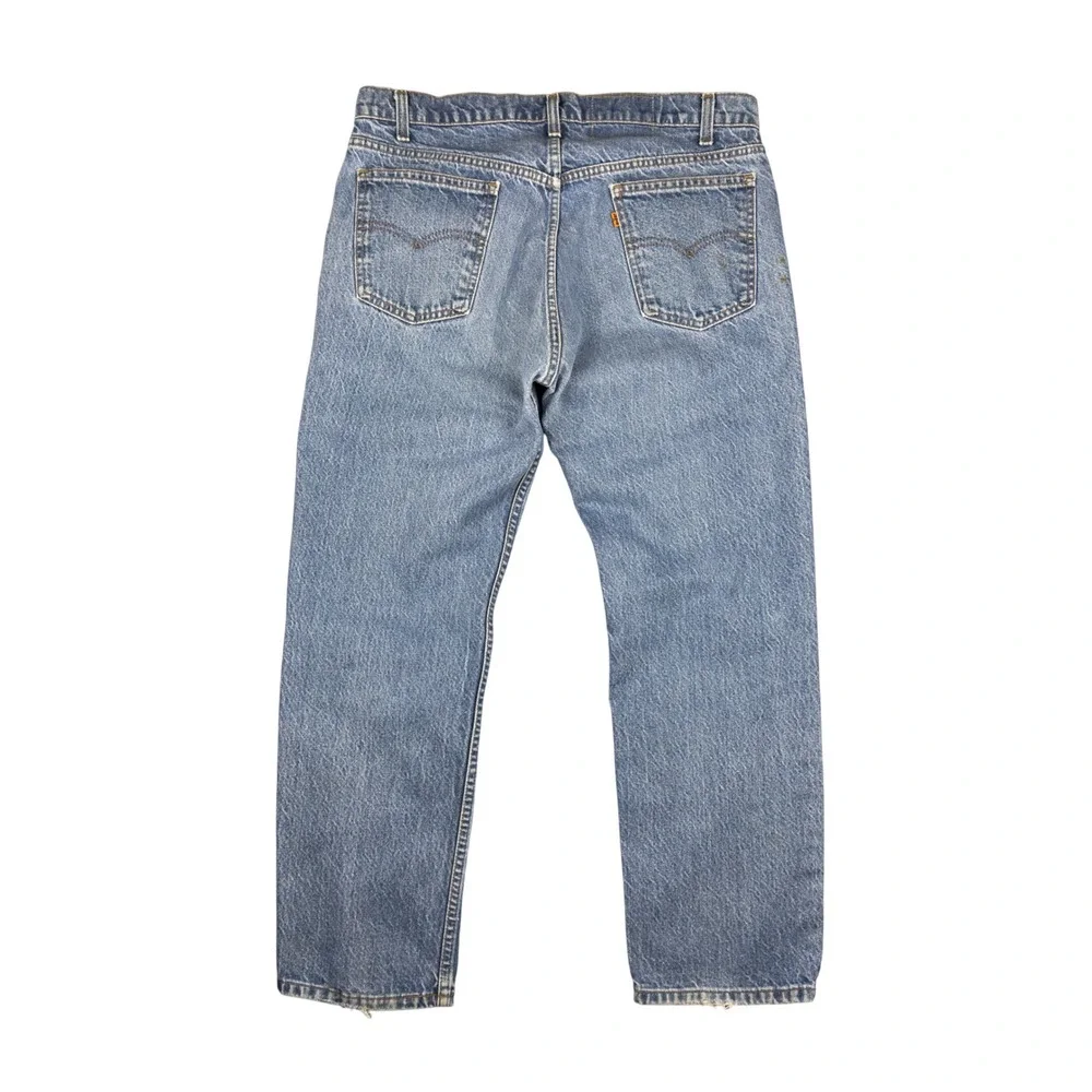 Vtg Levi's 505 Orange Tab Jeans Men 36x27.5 Straight‎ Leg Light Wash Denim USA